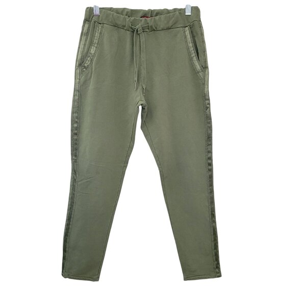 Centouno Italy Military Green Jogger Pants Womens Size S Side Detail Athleisure - Picture 1 of 7